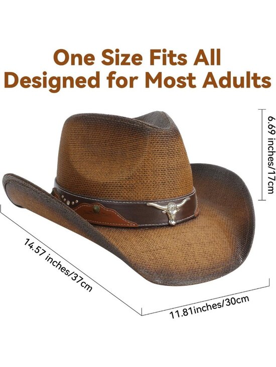 Stylish Shapeable Brim Cowboy Hat for Women & Men | Western Cowgirl Straw Hat main image 6
